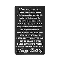 I Love You Birthday Card - Engraved Black Aluminum Meaningful Birthday Gifts for Husband, Wife, Boyfriend, Girlfriend
