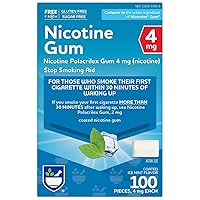 Nicotine Gum, Ice Mint Flavor, 4 mg - 100 Count | Quit Smoking Aid | Nicotine Replacement Gum | Stop Smoking Aids That Work | Chewing Gum to Help You Quit Smoking | Coated Nicotine Gum
