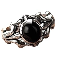 Vintage 925 Sterling Silver Fleur de lis Anchor Ring with Black Onyx for Men Women Size 7-11