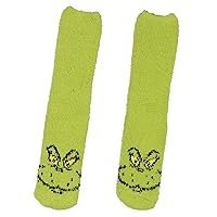 Dr. Seuss The Grinch Socks Adult Grinch Face Fuzzy Plush Slipper Socks w/No-Slip Sole