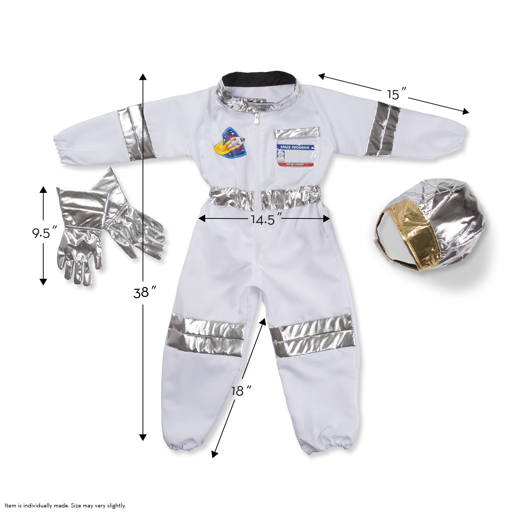 Melissa & Doug Astronaut Costume Role Play Set - Pretend Astronaut Outfit With Realistic Accessories, Astronaut Costume For Kids And Toddlers Ages 3+