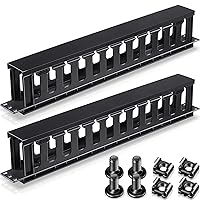 4 Packs 1U Rack Cable Management Sleeves Horizontal Rack Mount Cable Management 12 Slot Cable Management Clips Cable Rack with Panel Cover 19 Inch for Wall Shelf Mount (Elegant Style, Plastic)