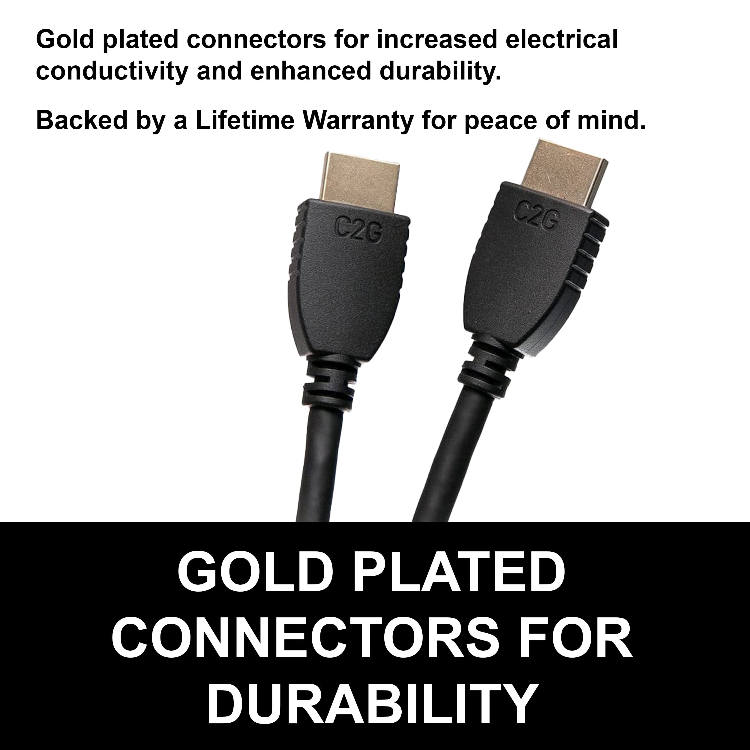 C2G 40304 4K 60Hz High-Speed HDMI Cable With Ethernet, 6.56 Feet (2 Meters), Black