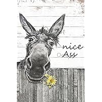Metal Wall Art Decorative Poster - Funny Donkey Sunflower Nice Ass Vintage Sign - Bathroom Wall Decor - 6x8 inches