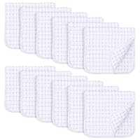 12 Pack Muslin Burp Cloths Large 100% Cotton Hand Washcloths for Baby - Baby Essentials Extra Absorbent and Soft Boys & Girls Milk Spit Up Rags for Newborn Registry - White, 20