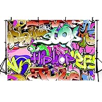 MEHOFOTO Music Hip Hop 80s 90s Themed Colorful Graffiti Birthday Party Decoration Photography Backdrops Props Portrait Personalized Photo Studio Booth Background Banner 7x5ft