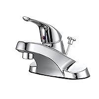 Derengge Polished Chrome Bathroom Faucet 3 Hole Installation,Single Handle Bathroom Sink Faucet with Plastic Drain Assembly and Water Supply Lines,F-3503-CP