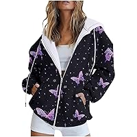 Full Zip Up Hoodie,Womens Oversized Zipper Hoodie Floral Print Retro Graphic Sweatshirts Jacket Coat With Pockets