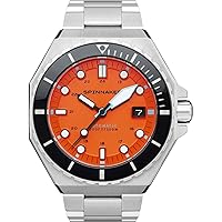Spinnaker Dumas Men’s Watch - Automatic Dive Watch for Men, 44mm Stainless Steel Case, Stainless Steel Strap, Water Resistant 300m, SP-5081-BB - Tangerine