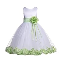 ekidsbridal Floral Rose Petals White Flower Girl Dress Pageant Dresses Junior Flower Girl Dress Birthday Girl 007