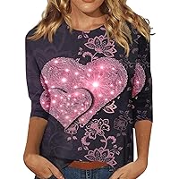 Women's Valentines Day Shirts Long Sleeve 44989 Shirts For Valentine's Print Crewneck Sweatshirt Clothes, S-3XL