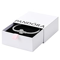 Pandora Moments Sparkling Pavé Clasp Snake Chain Bracelet - Compatible Moments Charms - Sterling Silver Charm Bracelet for Women - Gift for Her, With Gift Box