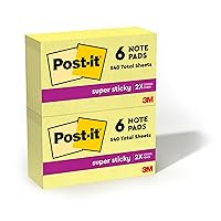 Post-it Super Sticky Notes, 12 Sticky Note Pads, 3 x 5 in., School Supplies, Office Products, Sticky Notes for Vertical Surfaces, Monitors, Walls and Windows, Canary Yellow
