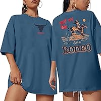 Rodeo Shirts Women Cowgirl Outfits: Not My First Rodeo Western T Shirts Vintage Cow Skull Graphic Tees Oversized Tops