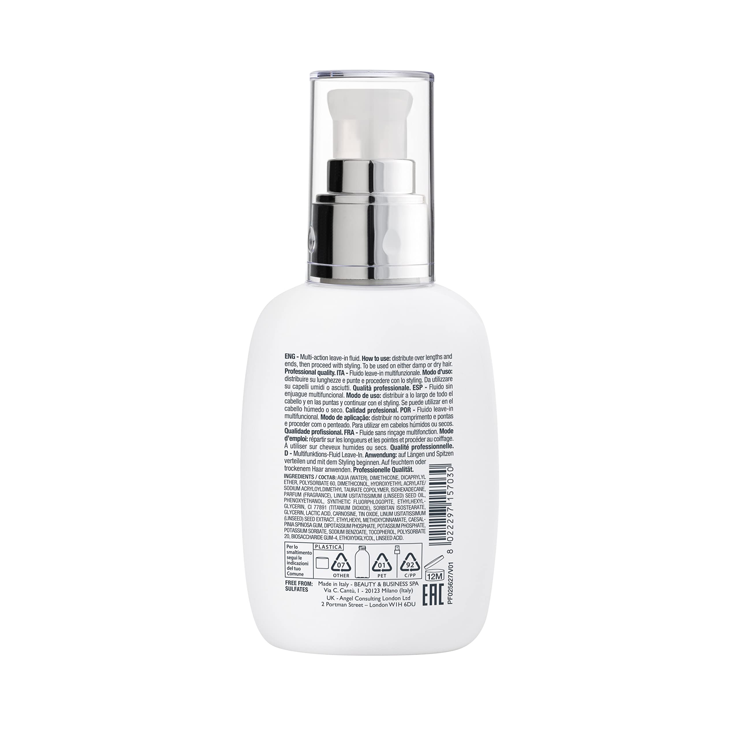 Alfaparf Milano Semi di Lino Diamond Extraordinary All-in-1 Leave-In Fluid with Thermal Protection - Detangles, Protects, Softens, Smooths, Controls, Seals Cuticles - Vegan Formula - 4.23 fl. oz.