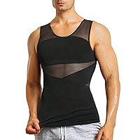 Mens Compression Shirt Slimming Body Shaper Vest Sleeveless Undershirt Tank Top Tummy Control Shapewear for Men