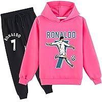 Kids Boys 2 Piece Cristiano Ronaldo Hoodie Outfits,Novelty Long Sleeve Sweatshirts with Sweatpants for Child(2T-16Y)