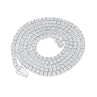 The Diamond Deal 10kt White Gold Mens Round Diamond Link Chain Necklace 1-1/2 Cttw