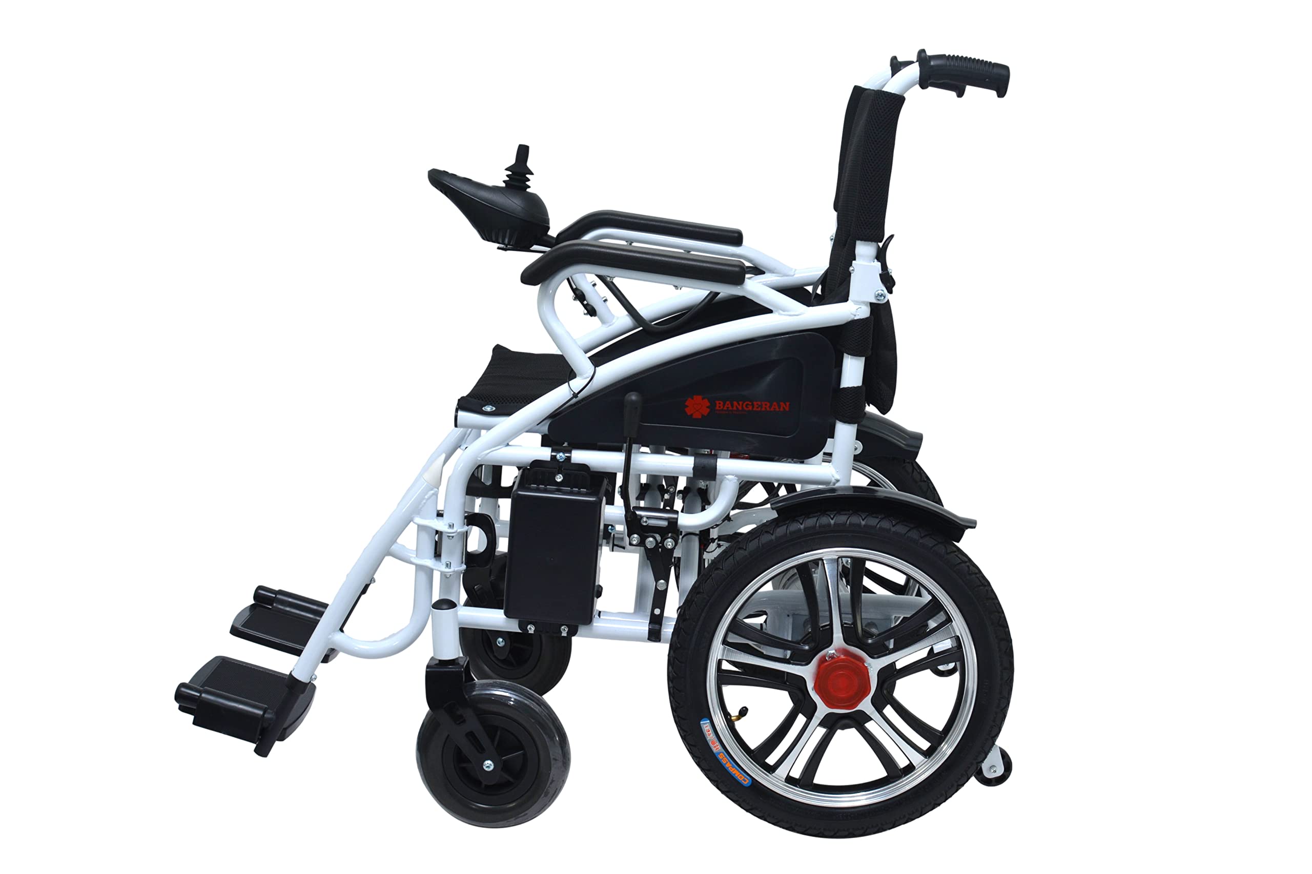 Mobilitas Z Foldable,Compact Electric Wheelchair for Adults and Seniors,Lightweight Power Wheelchair in Affordable Category, Durable Wheelchair, Silla de Ruedas Electrica, Dual Motor (White on Black)