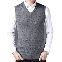 Sleeveless Vest Men Clothes Autumn Winter Knitted Wool Sweater Vest Dark Grey 4XL