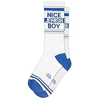 Gumball Poodle NICE JEWISH BOY Socks Make A Statement, Unisex Gym Sock: White and Blue