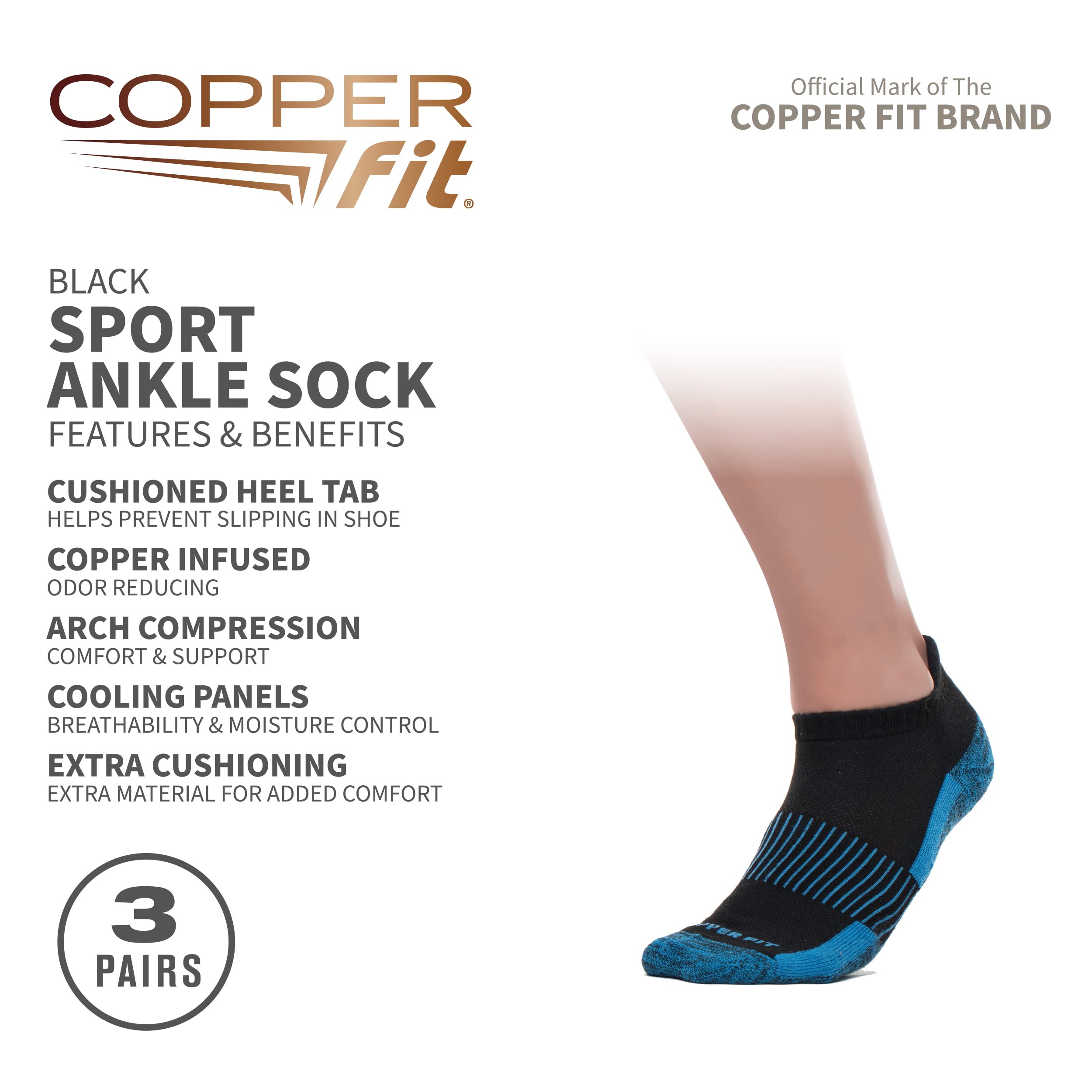 Copper Fit Ankle Length Sport Socks