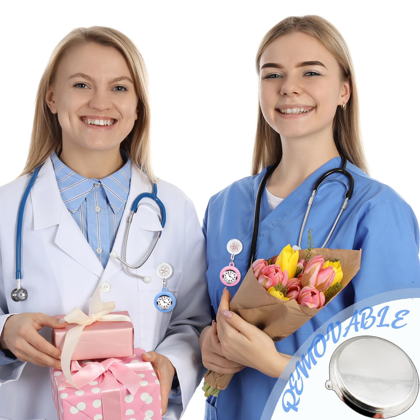 Lragvtbk 2 Pcs Retractable Nurse Watch for Nurses Student Gifts Clip Watch Nurse Badge Accessories