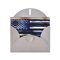 American Thin Blue Line Flag Print Thank You Gift Card With Envelopes Greeting Cards Birthday Wedding Christmas Invitation Cards
