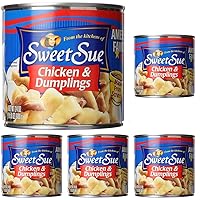 Sweet Sue Chicken & Dumplings, 24 oz Can (Pack of 5), Heat and Serve Soup Meal - 14g Protein per Serving - Made from Scratch Recipe