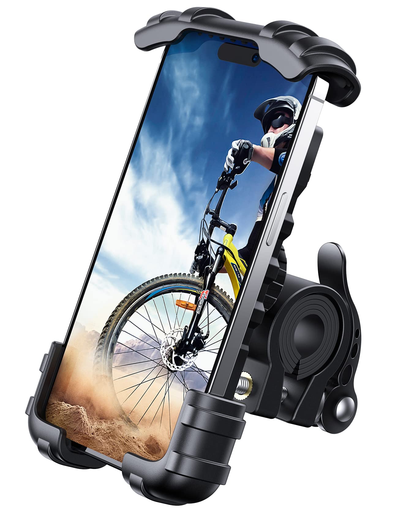 Lamicall Bike Phone Holder, Motorcycle Phone Mount - Motorcycle Handlebar Cell Phone Clamp, Scooter Phone Clip for iPhone 14 Plus/Pro Max, 13 Pro Max, S9, S10 and More 4.7