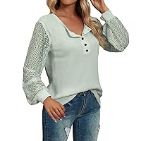 Womens Tops Crop Women's Autumn/Winter New Panel Long Sleeve Button T Shirt Top Women Shirt Loose