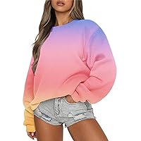 Womens Oversized Sweatshirt Crewneck Loose fit Long Sleeve Pullover 2023 Fall Casual Clothes Hoodie Top