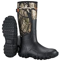 HISEA Upgraded Rain Boots for Men, Waterproof Insulated Rubber Neoprene Boots with Steel Shank, Durable Anti-Slip Outdoor Work Boots for Hunting Gardening Farming Fishing Mud Working, Adjustable Calf