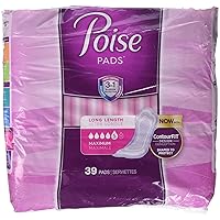 Poise Max Lng W/Ult Soft Size 39pc Poise Max Long Pads W/Ultra Soft Side Shields 39ct
