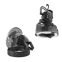 Wakeman Camping Lantern with Ceiling Fan - Weather-Resistant Tent Light Camping Accessories Gear with 18 LED Bulbs and Hi/Lo Fan (Black) Outdoors