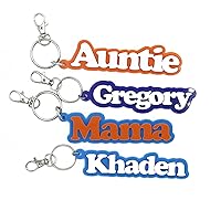 RETRO PERSONALIZED NAME KEYCHAIN, 3D Custom Kids Lunchbox Tag, Party Favor Name Tag, Acrylic Two Color Backpack Name Charm, Custom Sports Bag Name Tags