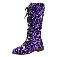 Womens Mid Calf Boot Women Mid Calf Boots Fashionable New Pattern Sequin Decoration Tassel Boots Pointed Thick Heels