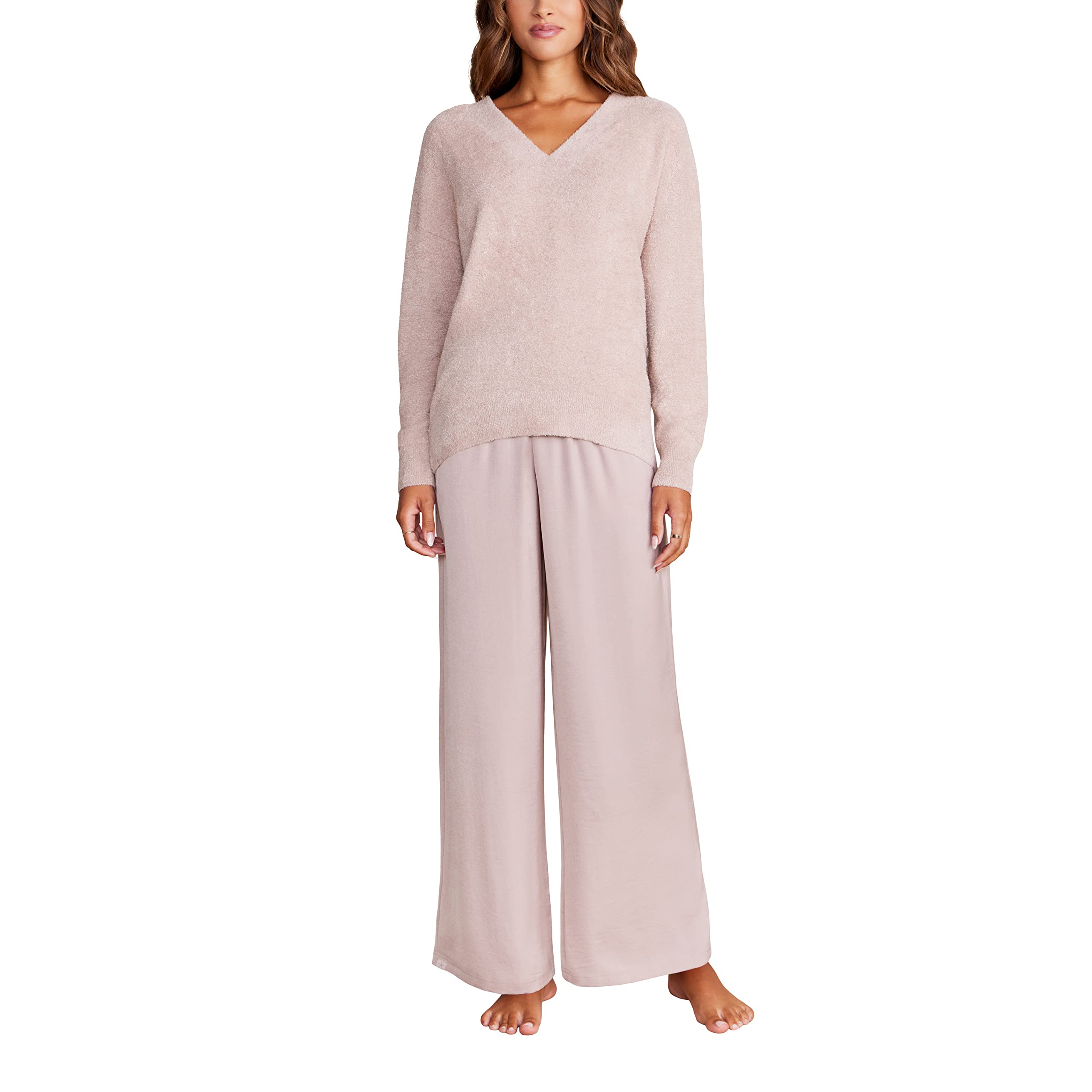 Barefoot Dreams CozyChic Lite V-Neck Seamed Pullover, Women’s Pullover, Great for Gym, Super Soft Sweater