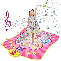 Dance Mat-Dance Game Toys Gift for Girls Boys 3-12 Year Old-Electronic Dance Play Mat With 8 Challenge Levels,Built-in Music,Touch Sensitive LED Light Up-Christmas Birthday Gift Ideas for Kids