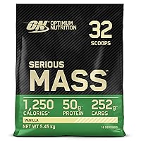 Optimum Nutrition Serious Mass Weight Gainer Chocolate and Vanilla 12 Pound Protein Powders with 50g Protein, Over 250g Carbs, and Vitamins