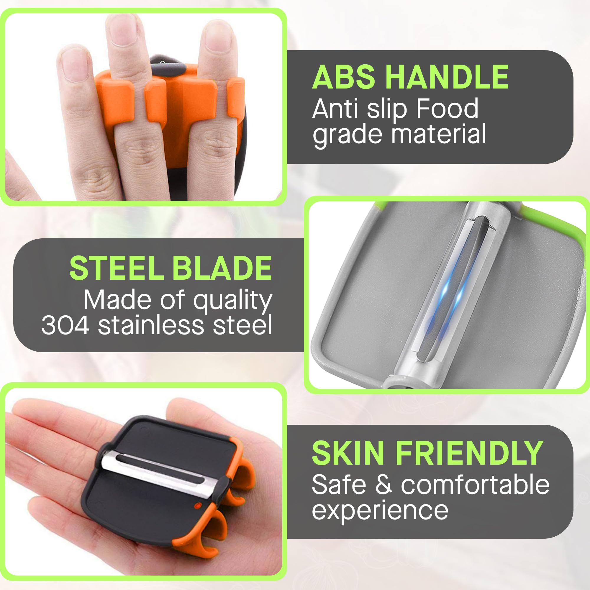 Fingers Grip Palm Peeler for Fruit & Vegetable, Comfortable Silicone Finger Grips Peeling Tool for Potato, Carrot, Cucumber, Apple, Veggie & Pumpkin, Kitchen & Dinning Gadgets For Home