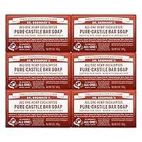 Pure-Castile Bar Soap (Eucalyptus, 5 ounce, 6-Pack) - Made with Organic Oils, For Face, Body and Hair, Gentle and Moisturizing, Biodegradable, Vegan, Cruelty-free, Non-GMO