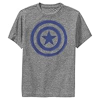 Marvel Universe Woodcut Cap America Boys Short Sleeve Tee Shirt