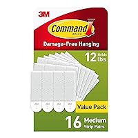 Command Medium Picture Hanging Strips, Damage Free Hanging Picture Hangers, No Tools Wall Hanging Strips for Living Spaces, 16 White Adhesive Strip Pairs(32 Command Strips)