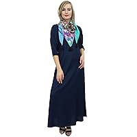 Bimba Designer Summer Wear Boat Neck Dress for Women Maxi Dress with Printed Tassel Scarf