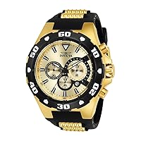 Invicta Men's Pro Diver 52mm Stainless Steel and Polyurethane Chronograph Quartz Watch, Black/Gold, Blue/Gold, 30 (Model: 24681, 24682)