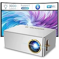 Home Movie Projector with WIFI and Bluetooth, 1080p Portable Outdoor Projector with Tripod Stand, Compatible with HDMI, USB, TV Stick, Smartphone, Laptop