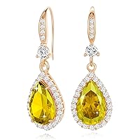 Diamond Dangle Earrings for Women Silver/Gold Plated Crystal Rhinestone Birthstone Drop Dangling Teardrop Earring Set Wedding Costume Jewelry Gift for Women
