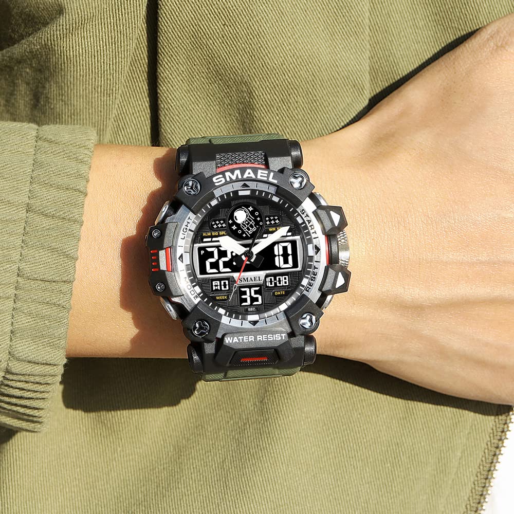 SMAEL Brand Men Sports Watches 50m Waterproof Digital Clock New Men Military Watch Army 8078 Led Quartz Watch Men Wristwatches