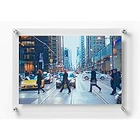 Wexel Art 18x24 Double Panel Clear UV Grade Acrylic Floating Wall Frame - Transparent Display for Contemporary Art and Photos, Silver